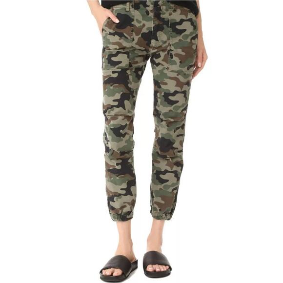 NILI LOTAN French Camo Military Pants Joggers Cropped Patch Pocket 4 - Picture 1 of 11